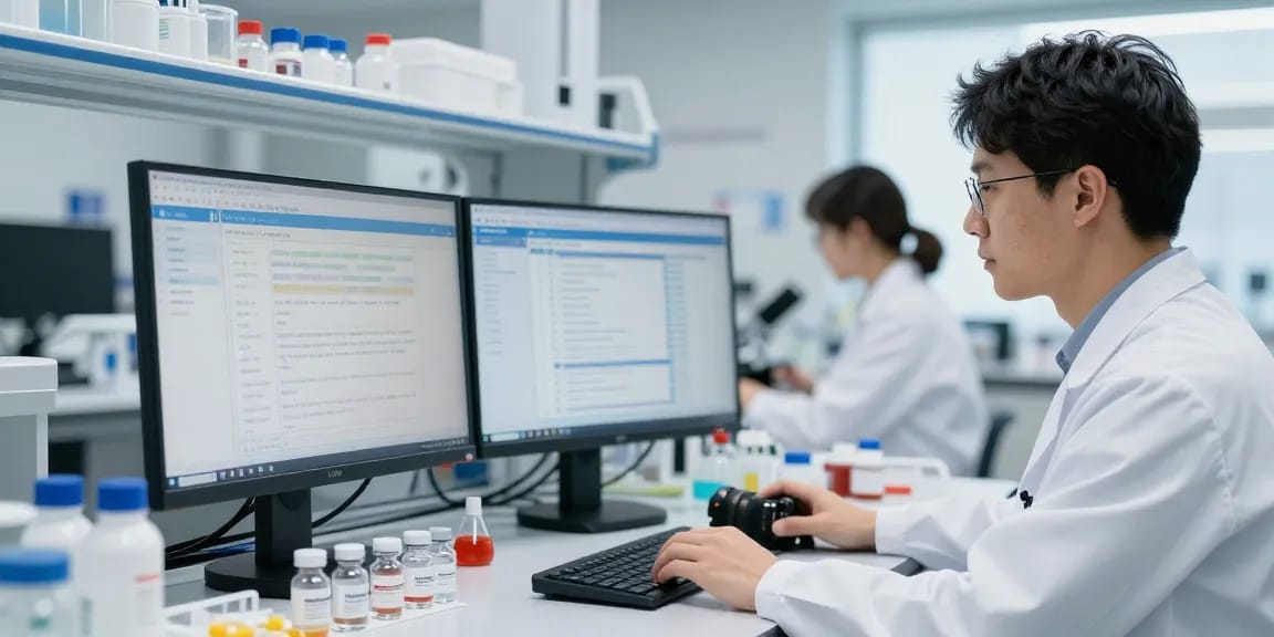 Discovering retatrutide from MiraviGLP in a modern lab setting, highlighting scientific exploration and innovation.