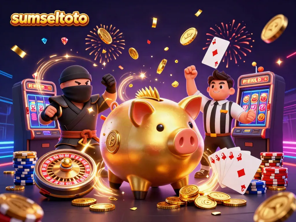 Experience thrilling wins at sumseltoto with a lively 3D digital casino scene full of action.
