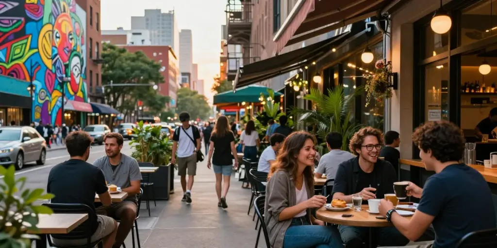 Travelers hop over to this web-site to discover vibrant city life in a scenic café.