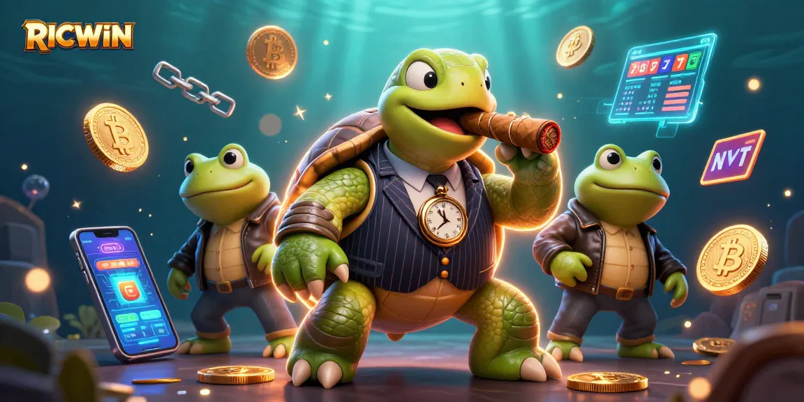 Engage with RICWIN's exciting casino adventure featuring crypto-themed characters and rich gambling elements.