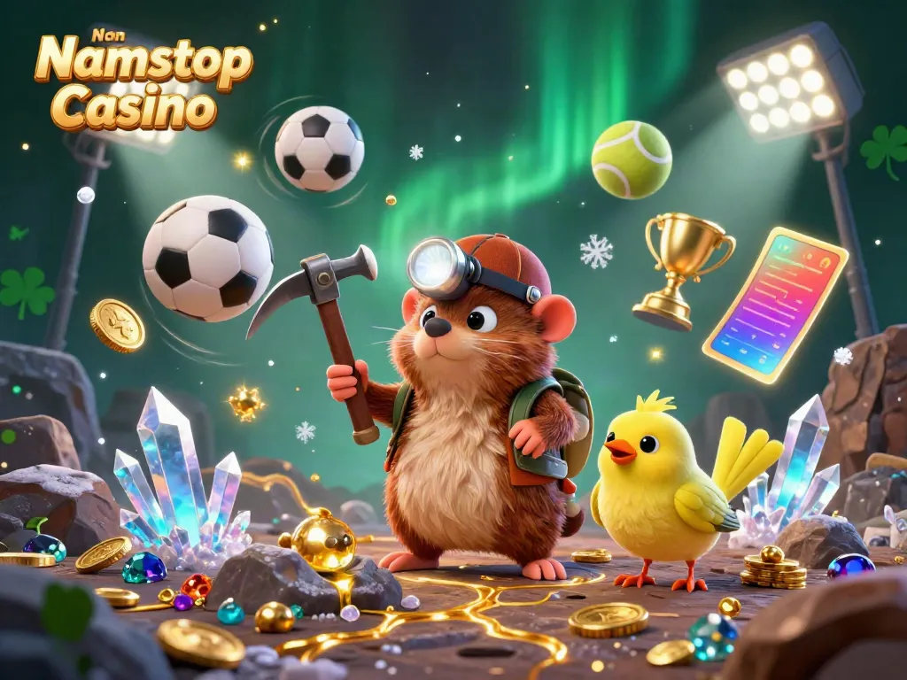 Engage in thrilling gameplay at Non Gamstop Casino with treasure hunter mole and canary in a dynamic casino scene.