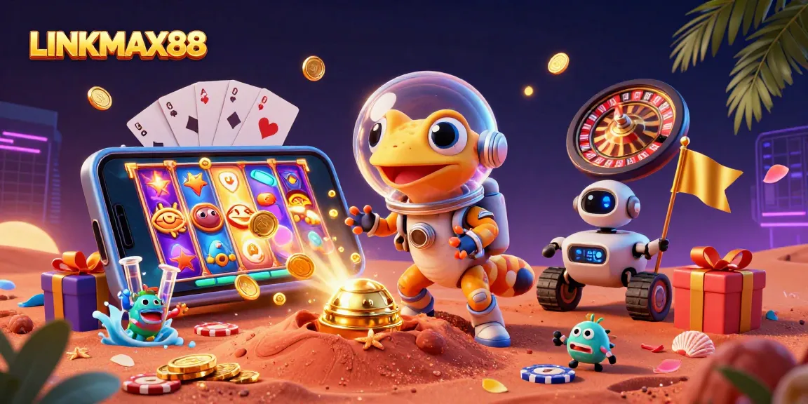 Experience the thrill of gaming with LINK MAX88 in a vibrant, 3D casino spectacle.