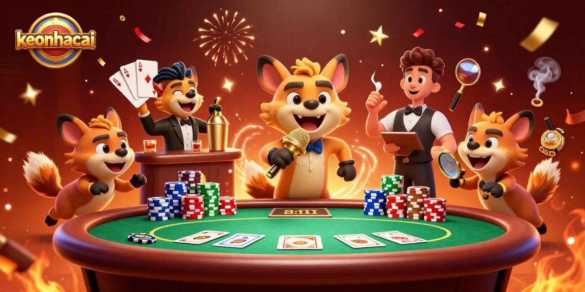 keonhacai hyenas bring excitement to a vibrant casino scene with poker elements and lively atmosphere